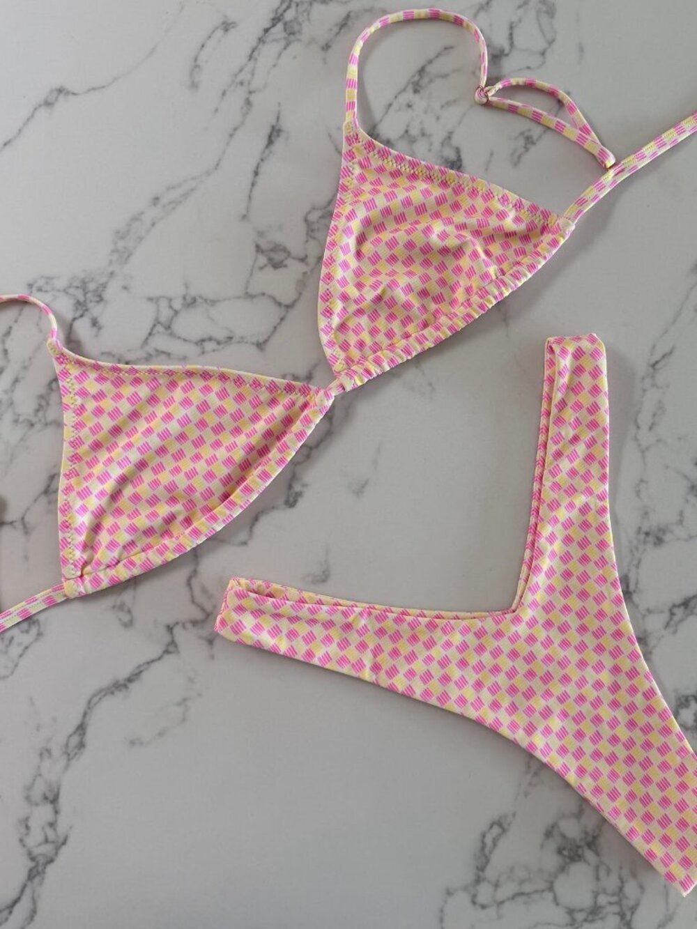 Kulani Kinis Triangle Bralette Top & Y-Cheeky Bottom - Watermelon Sugar - L/XL